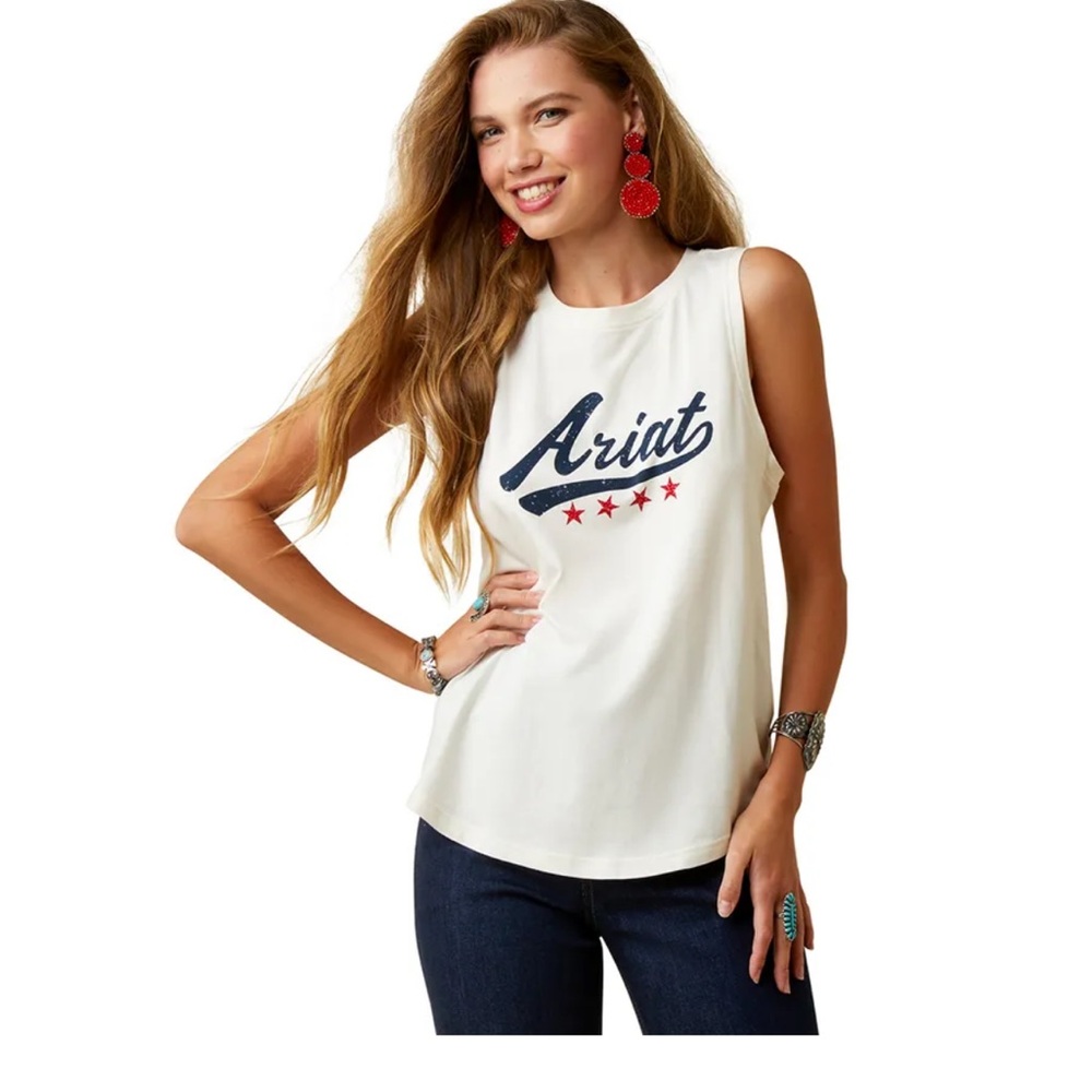 Ariat Women's Ariat Retro Graphic Tank Top - Egret